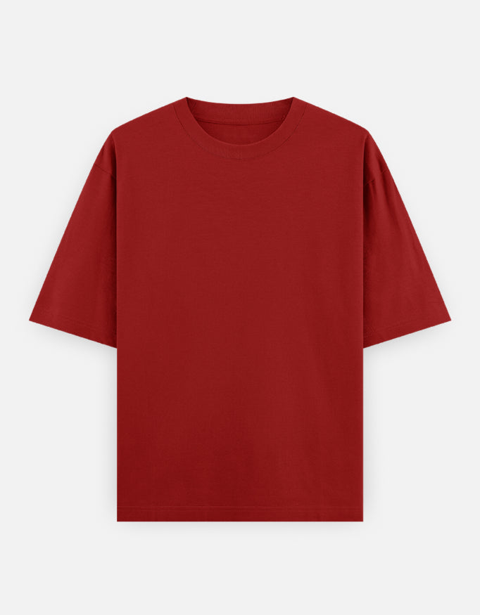 Premium Red Terry Cotton Tee | 240 GSM Heavyweight Comfort
